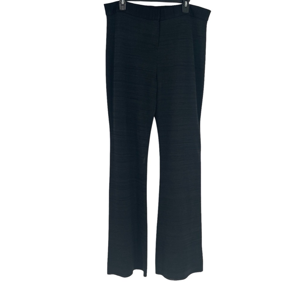 Misook Collection Women Black Dress Pants Size 12 Flare Inseam 37 Subtle Stripe